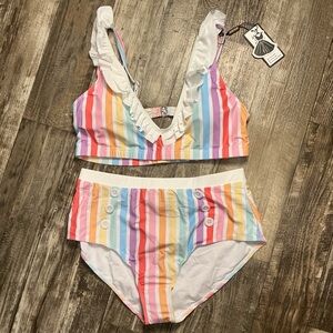 Colorful Striped Bikini Set Size XXL